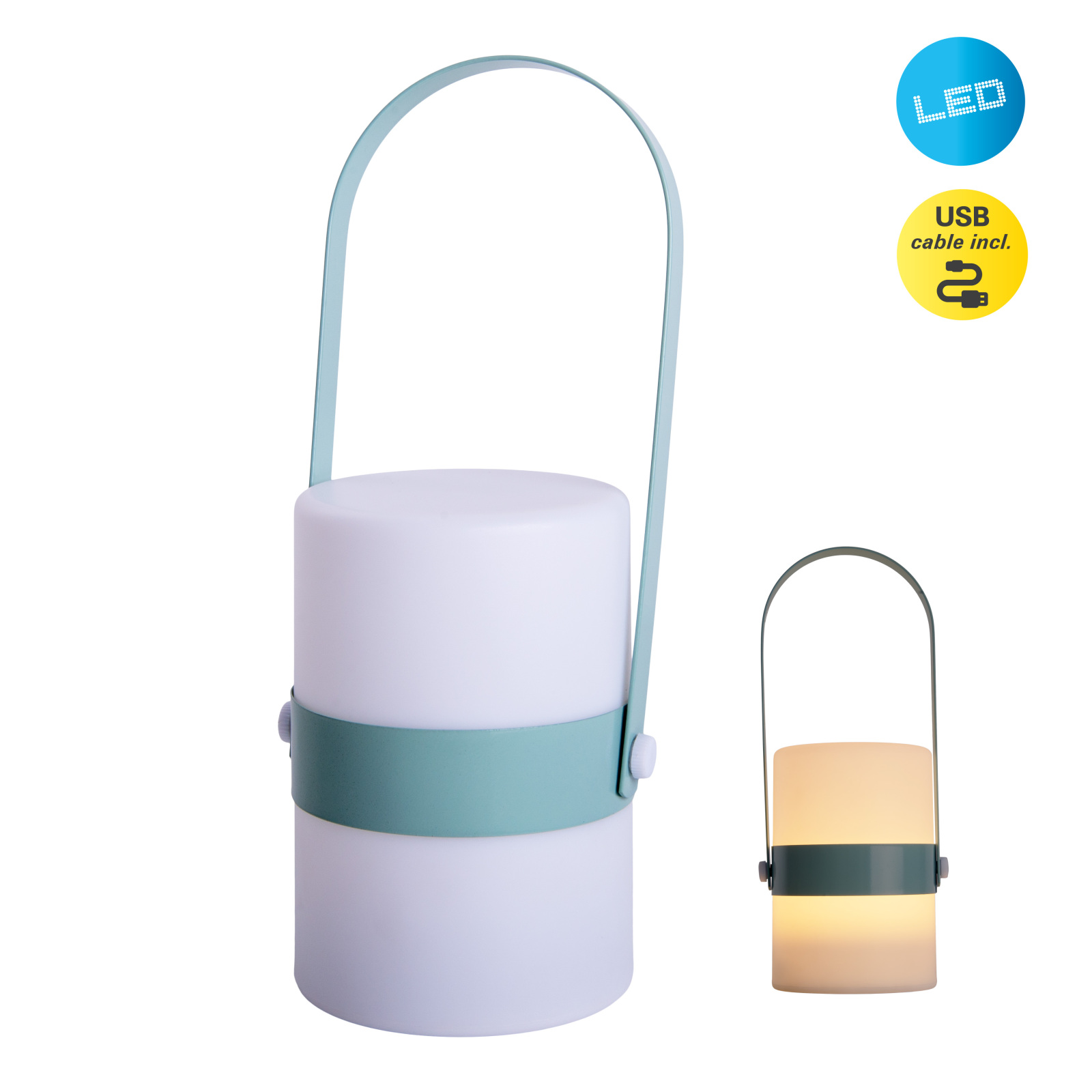 LED-Akku-Dekoleuchte NEO - weiß-mint - 28 cm