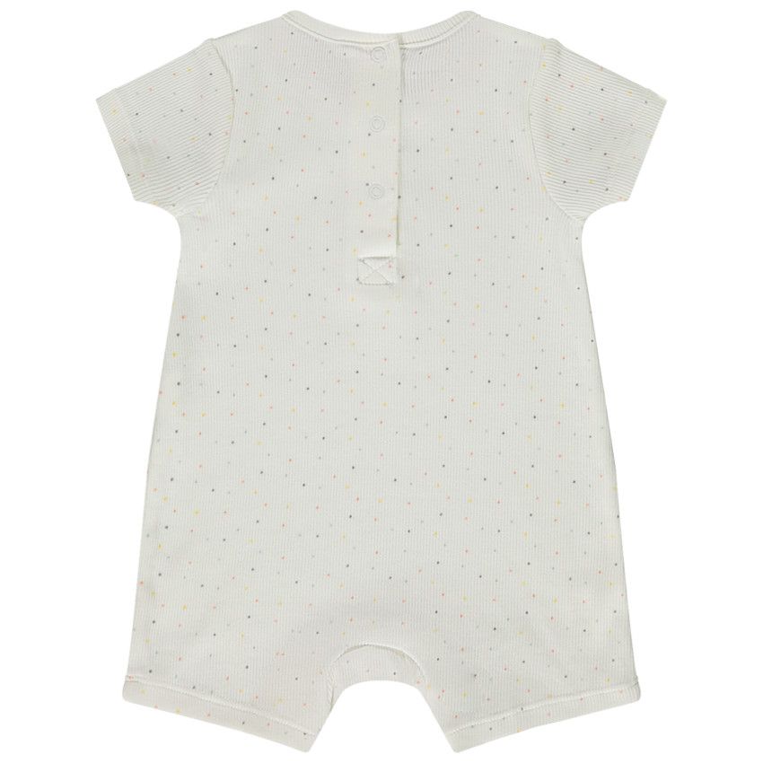 Combinaison courte côtelée imprimé pois pour bébé - Ecru