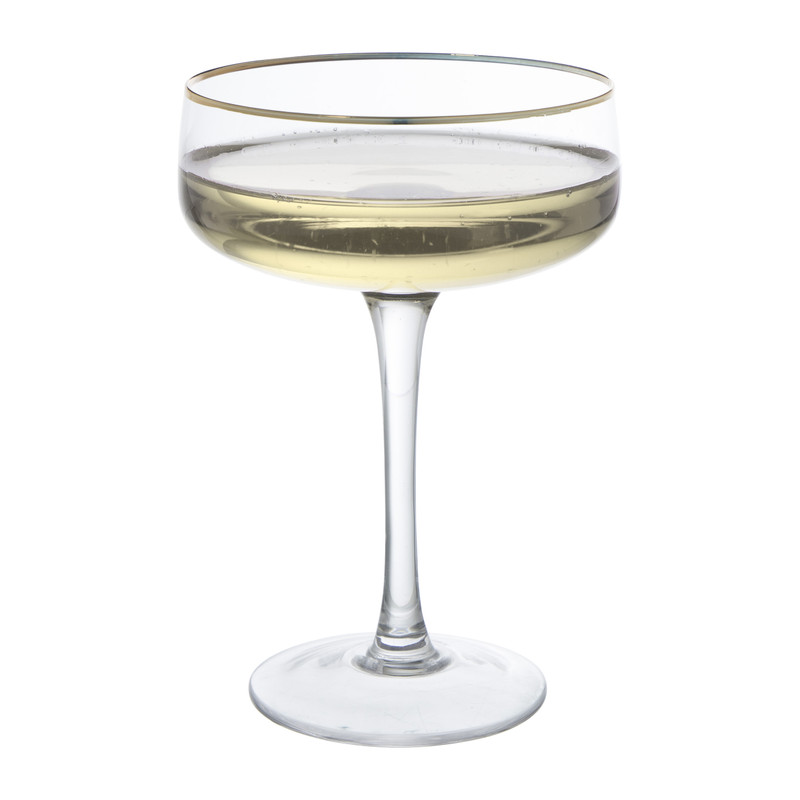 Champagnecoupe gouden rand - transparant - 220 ml