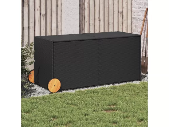 Boîte de rangement de jardin et roues noir 283L résine tressée