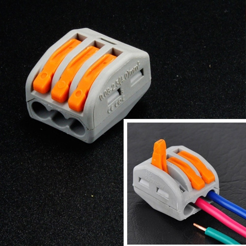 (15er Set) 5-fach Kabel Verbinder Kit Schnell Installations Klemmen - Grau / Orange