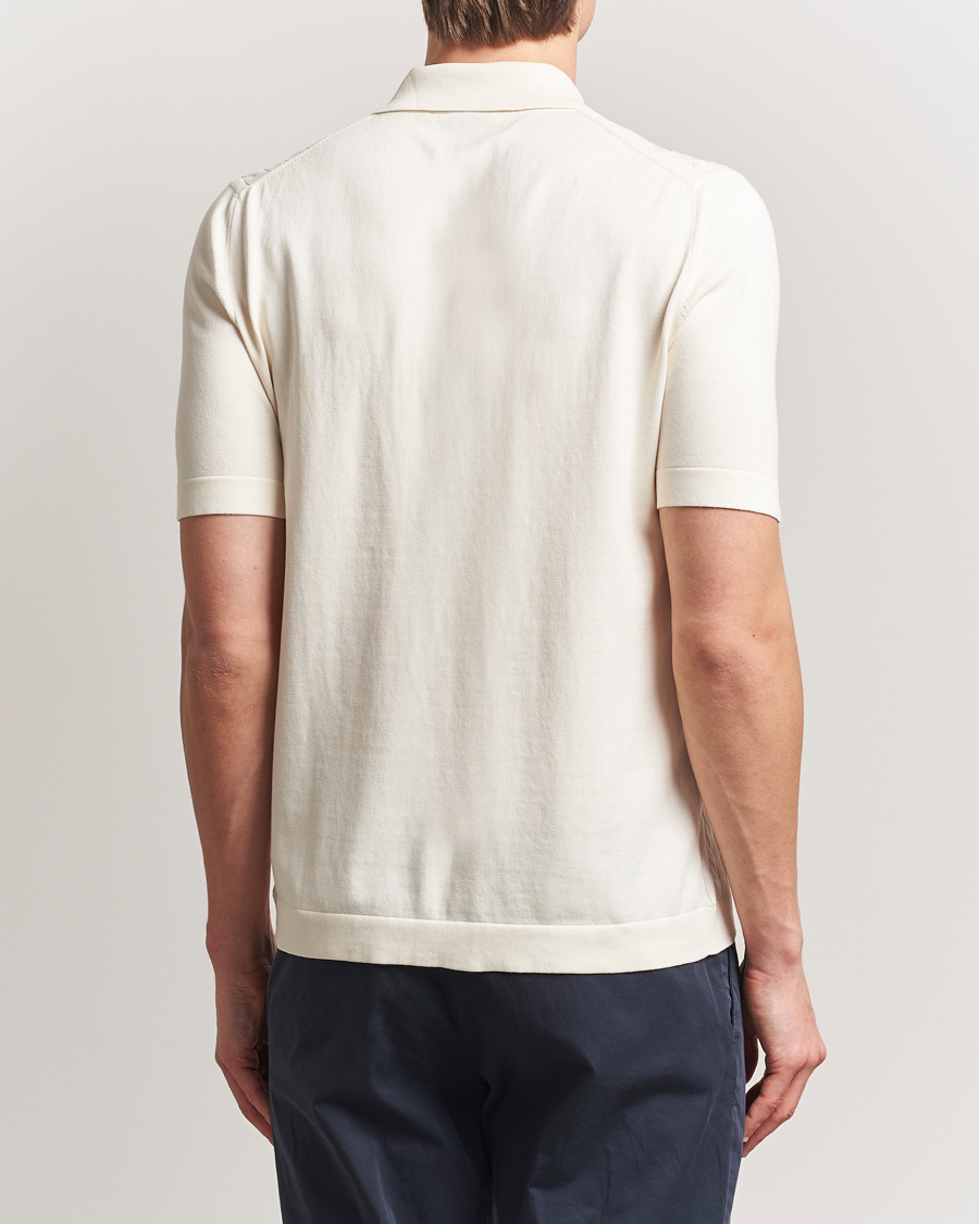 Gran Sasso Cotton Cable Knitted Short Sleeve Shirt Cream