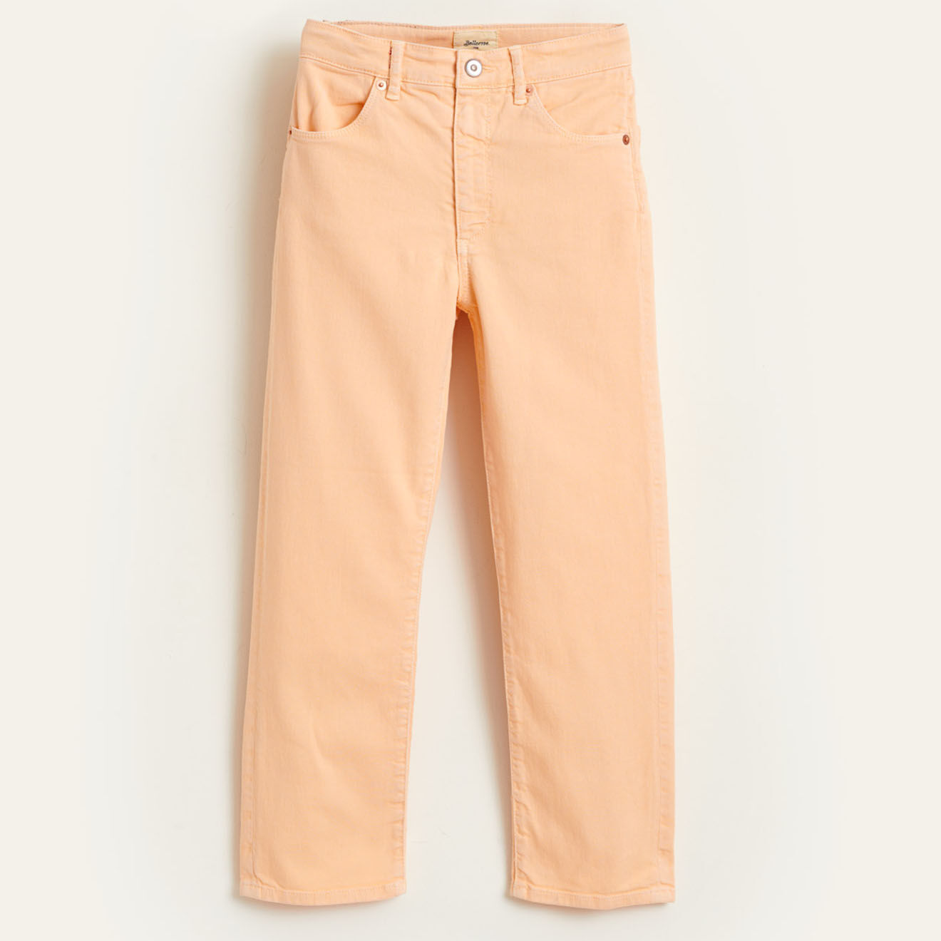 Bellerose Pantalon Pinata en Toile de Coton coupe droite saumon