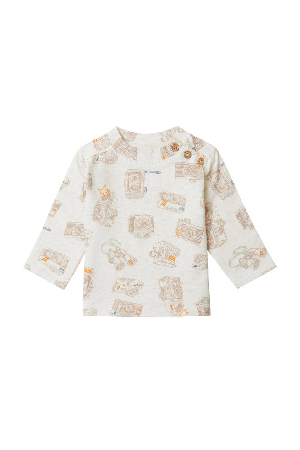 Noppies baby longsleeve Baxton met all over print beige