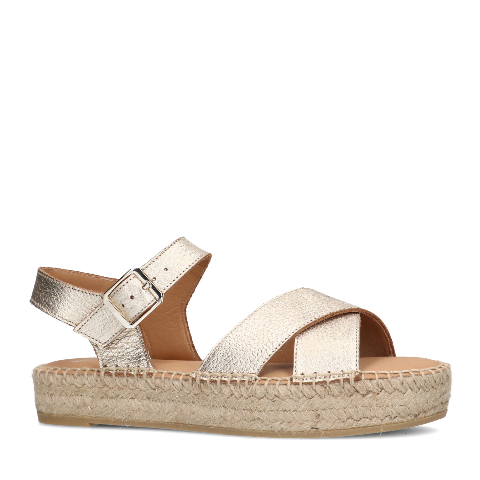 Gouden metallic sandalen met touwzool