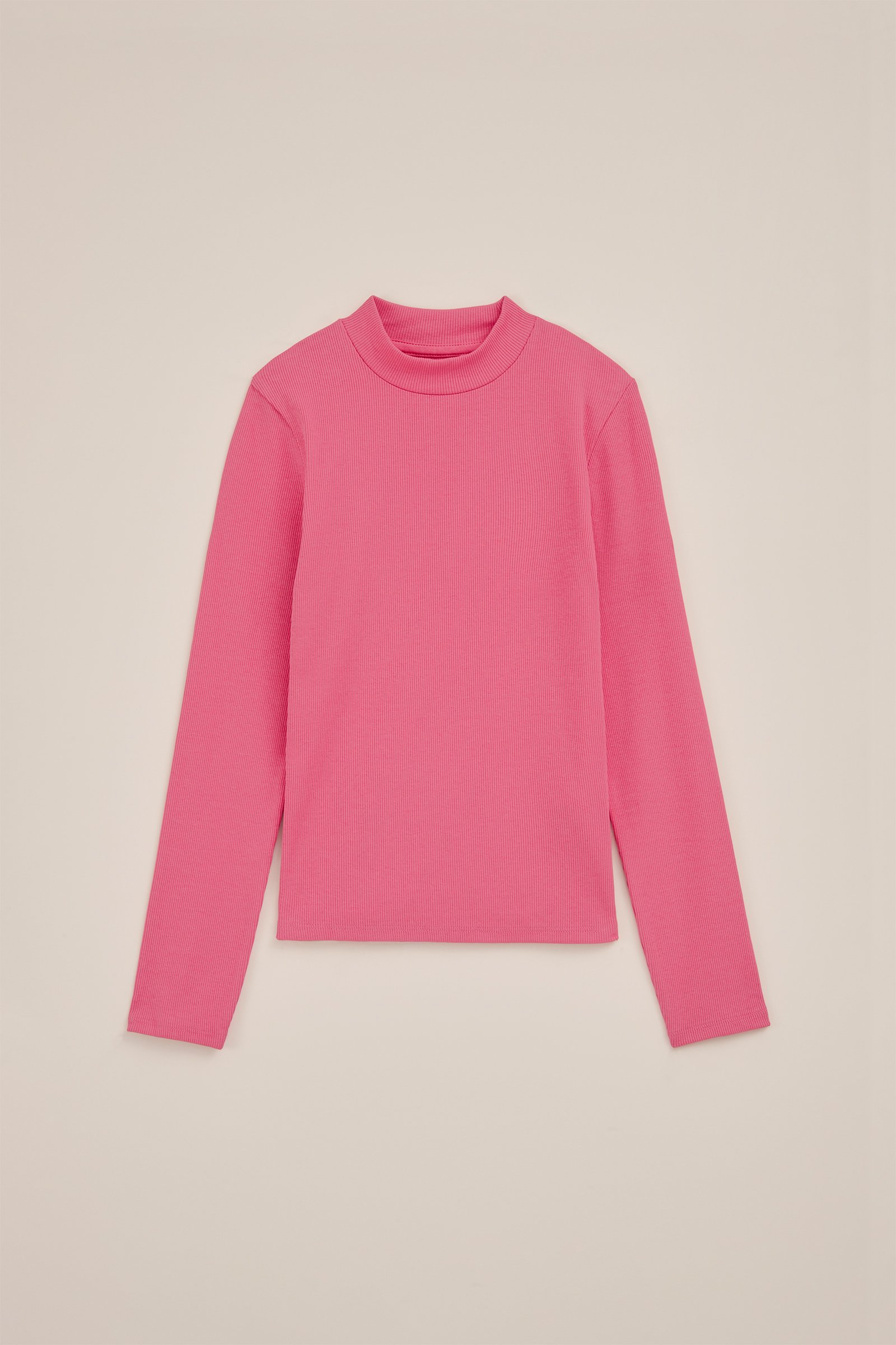 Meisjes geribd T-shirt WE Fashion Felroze