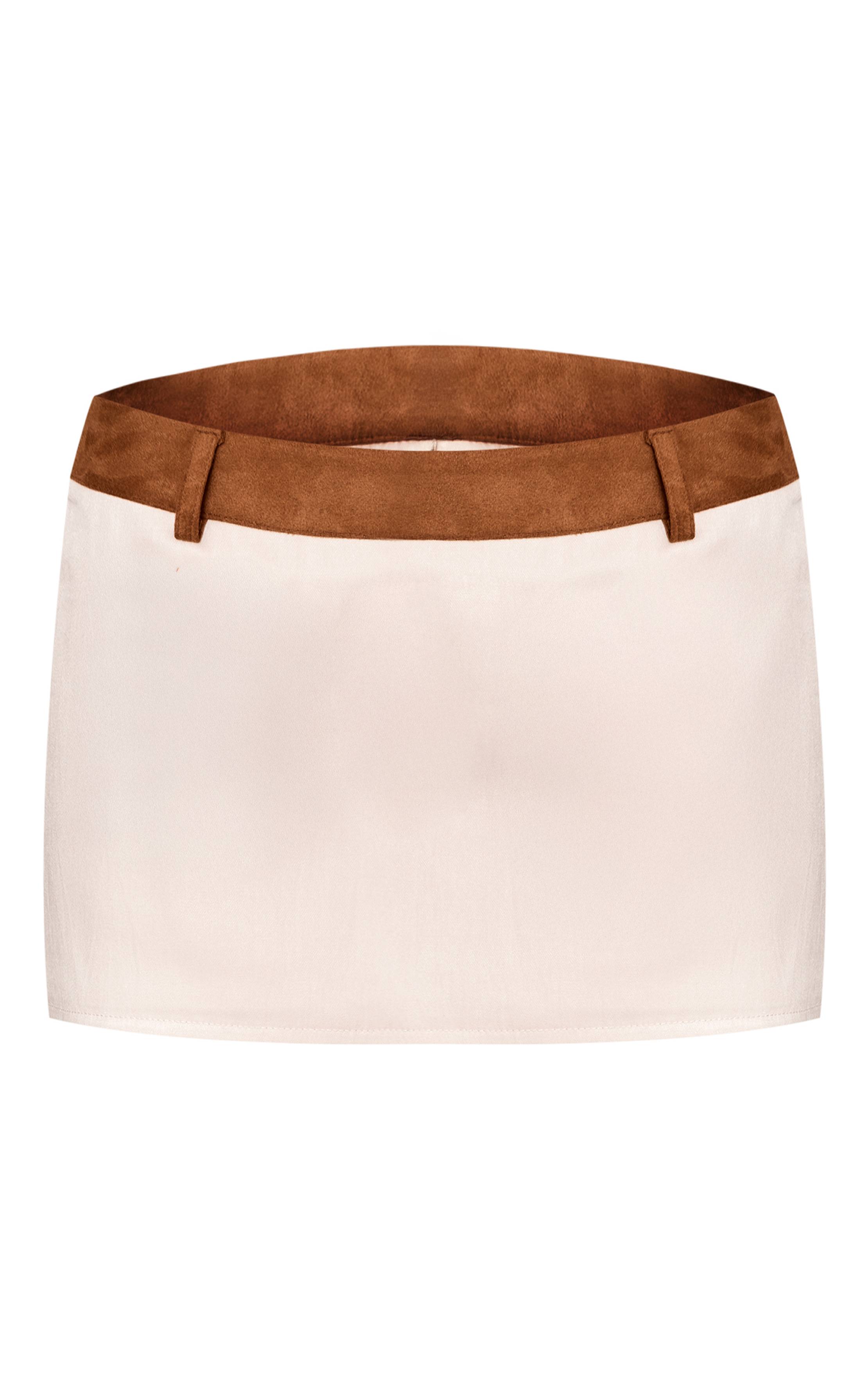 Beige Jupe-short À Ceinture Contrastée