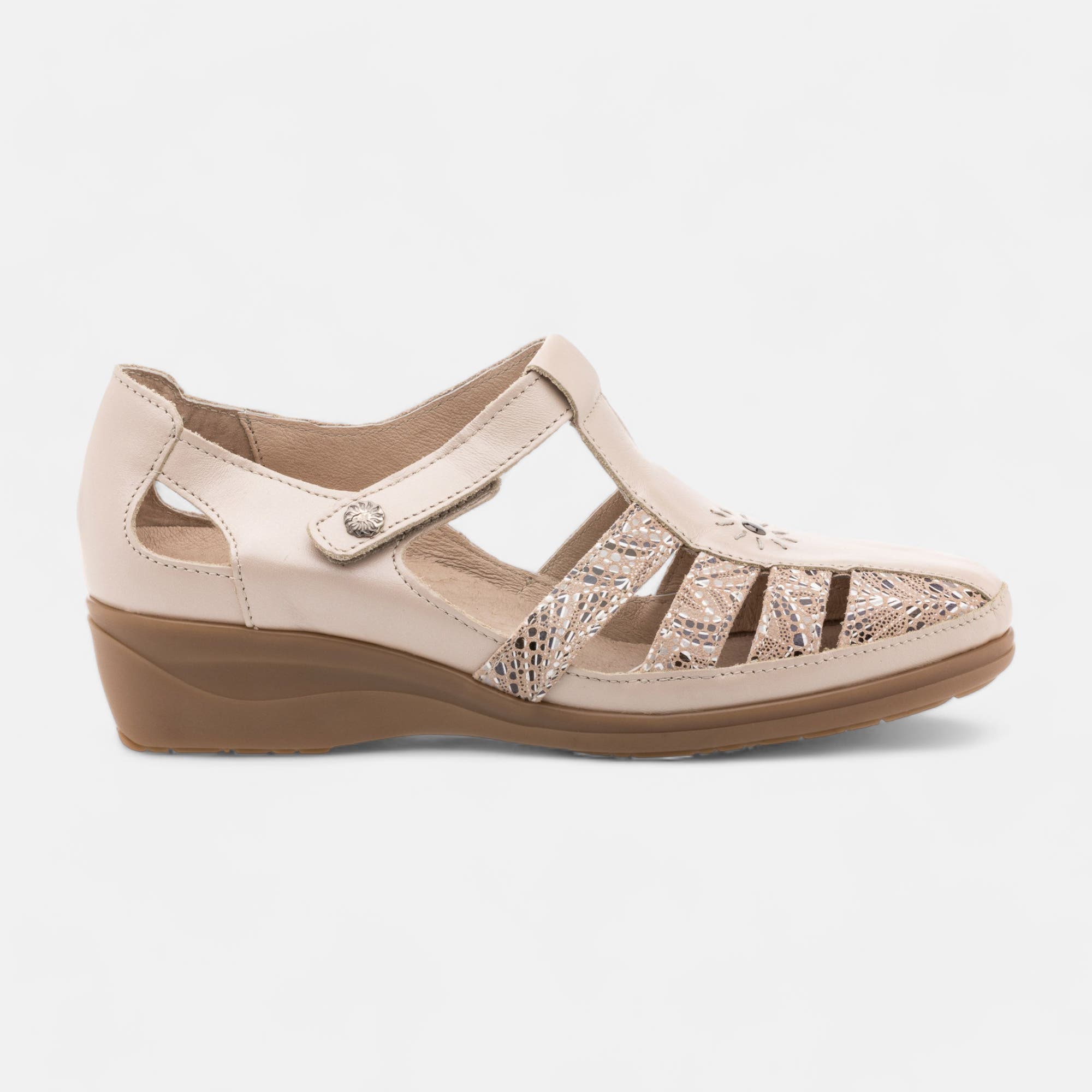 Nu-pieds confort Femme en cuir beige