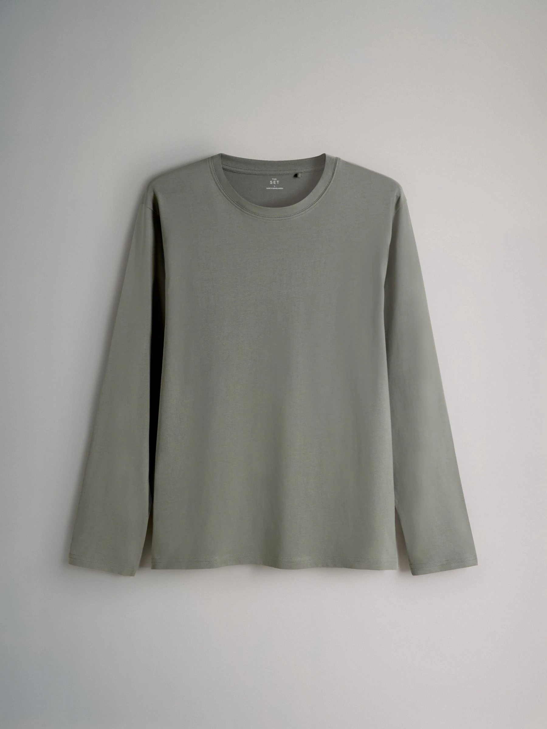 Black/Cream/Green/Khaki - The Set 4 Pack Regular Long Sleeve Cotton T-Shirts