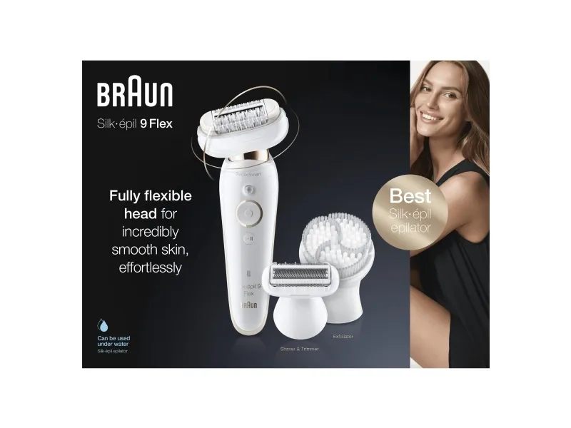 Braun Silk-épil 9 Flex 9-030 3D, Lyserød, Hvid, 40 pincetter, MicroGrip, Armhule, Bikini, 0,5 mm, Batteri