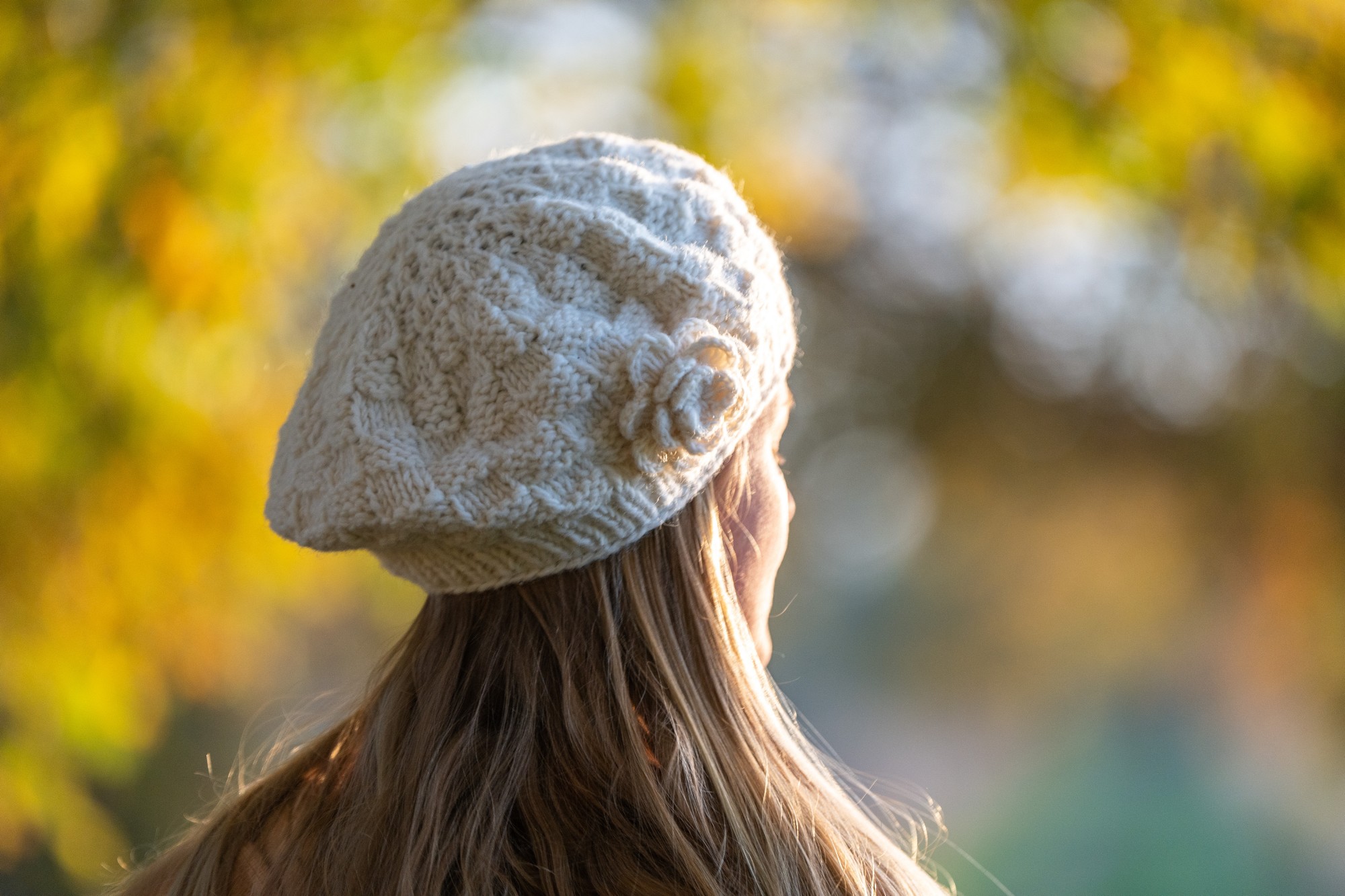 Strickbarett 'Blume', weiß günstig bestellen