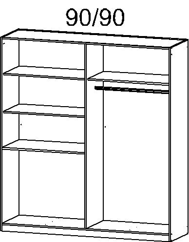 Kleiderschrank HOMBURG 2 Spiegeltüren Sonoma Eiche/HG weiß