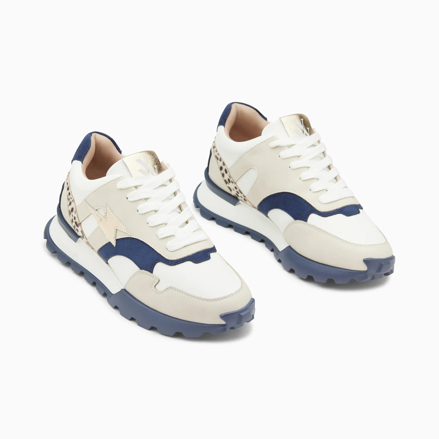 Sneakers-Baskets éclair Liéna bleu et or à semelle running