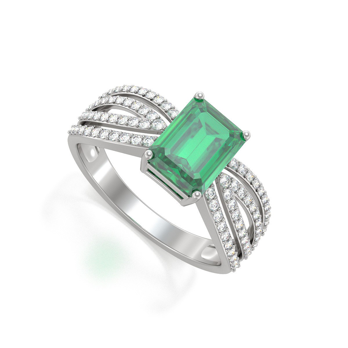 Bague Émeraude & Diamants - Argent 925 | Aden