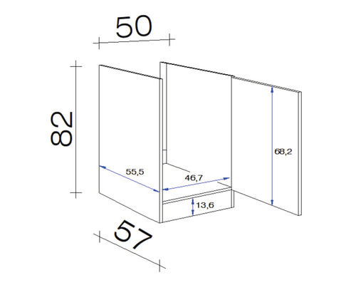 Flex Well Nepal spoelbakkast, BxDxH 50 x 57 x 82 cm, kasjmier glanzend, gedemonteerd, scharnier omkeerbaar (links of rechts te monteren)