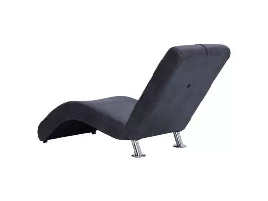 Chaise longue avec oreiller Gris Similicuir daim