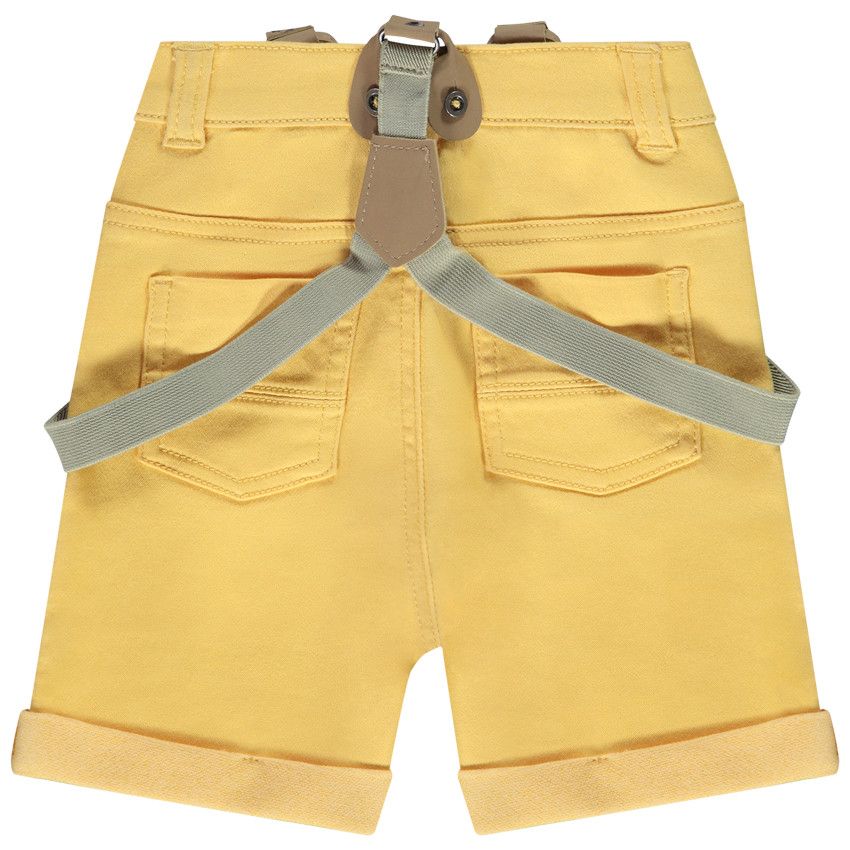 Bermuda en denim avec bretelles amovibles pour bébé garçon - Jaune
