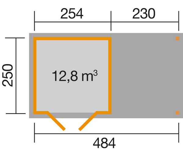 Weka Gartenhaus 321 + 230 cm Anbau