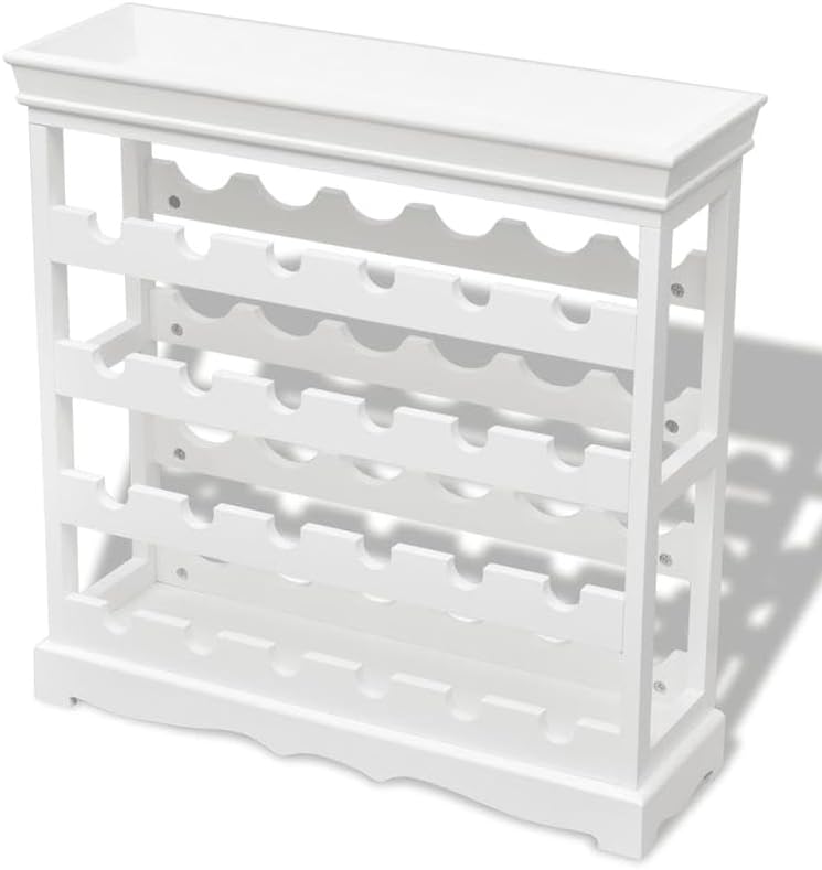 Eleganz Weinschrank Abreu Weiß - Massives Tannenholz & MDF - Stilvoller Weinspeicher für Küche oder Keller - Platzsparend & Langlebig