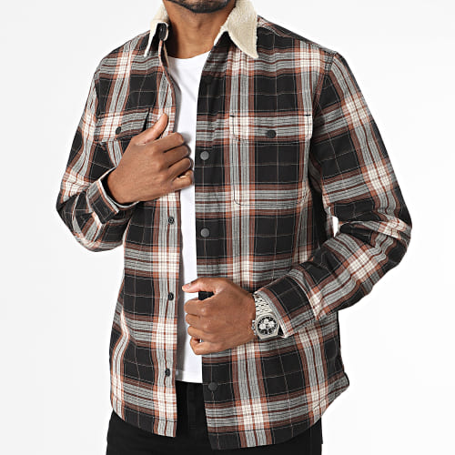 Veste A Carreaux Col Sherpa Darren Marron