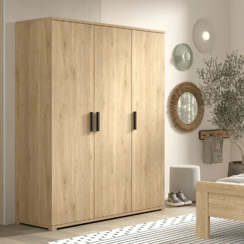Kledingkast Sammie - 150x59x199cm - 3 deuren - eikdecor