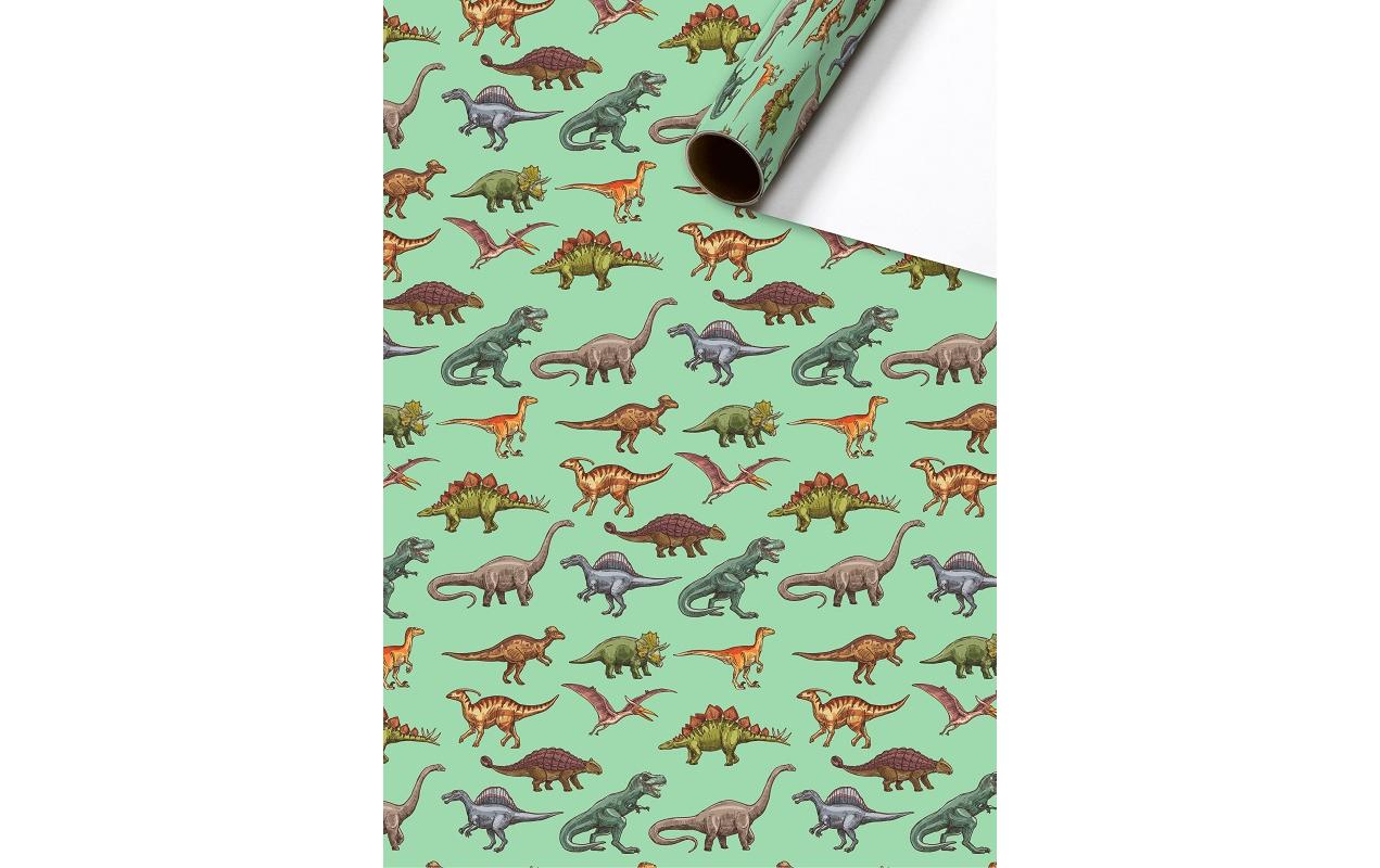 Geschenkpapier Saurus 1 Stück, Grün, 70 cm x 2 mGeeignet als Geschenkverpackung oder Einfasspapier für Bücher