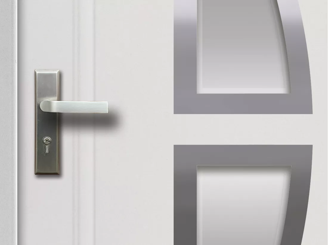 Porte d'entrée en acier vitrée avec inox H207 x L100 cm blanc - poussant droit - COVAS