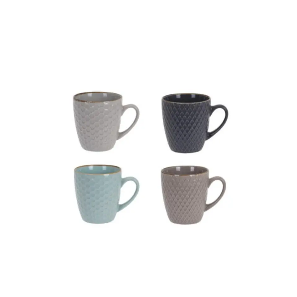 Excellent Houseware Bekers koffiekopjes - 4x - gekleurd - 300 ml