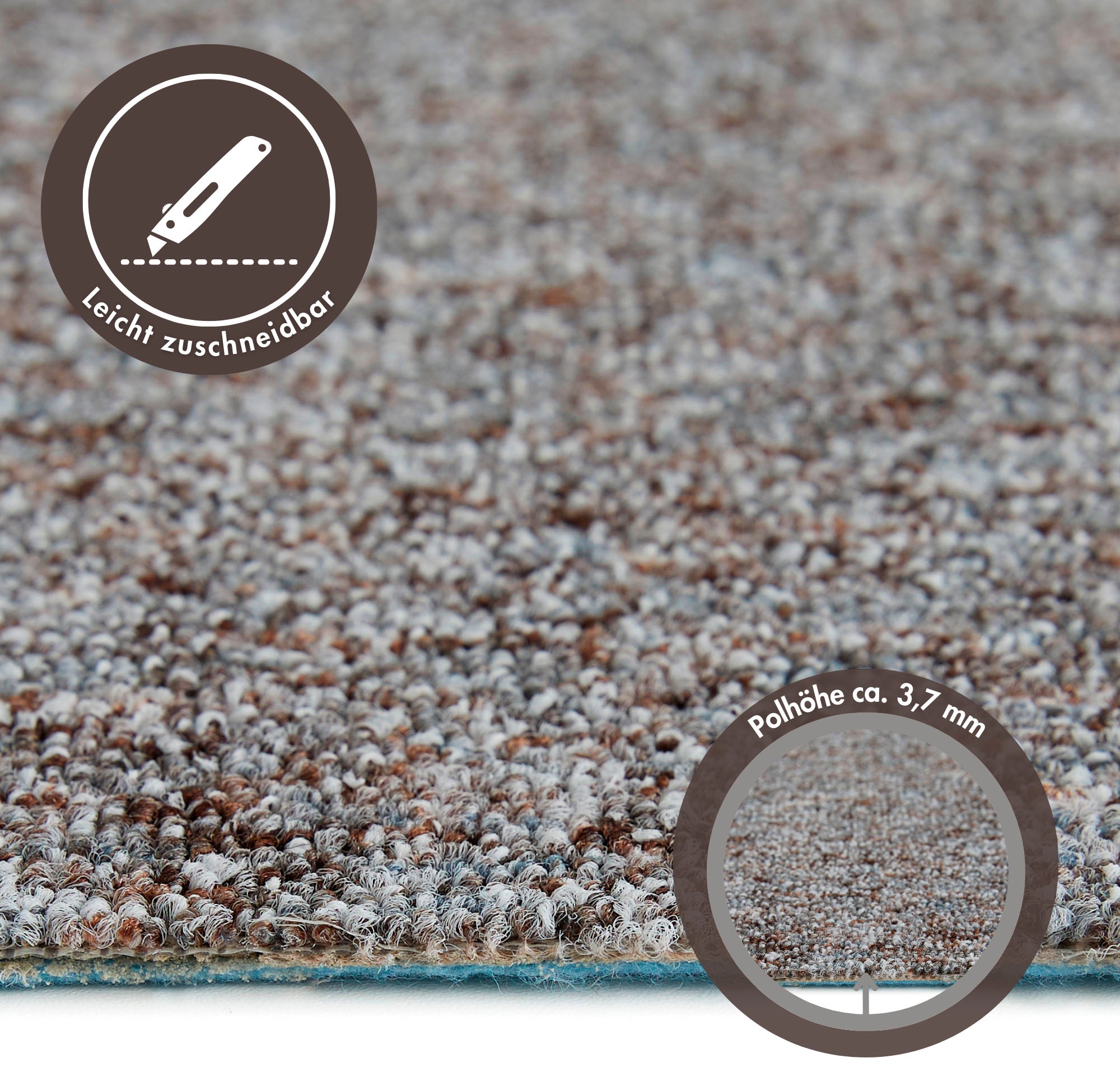 Andiamo Teppichboden »Gambia, Feinschlinge, Made in Belgium« rechteckig 7,2 mm Höhe meliert, Breite 400 cm oder 500 cm, strapazierfähig, pflegeleicht