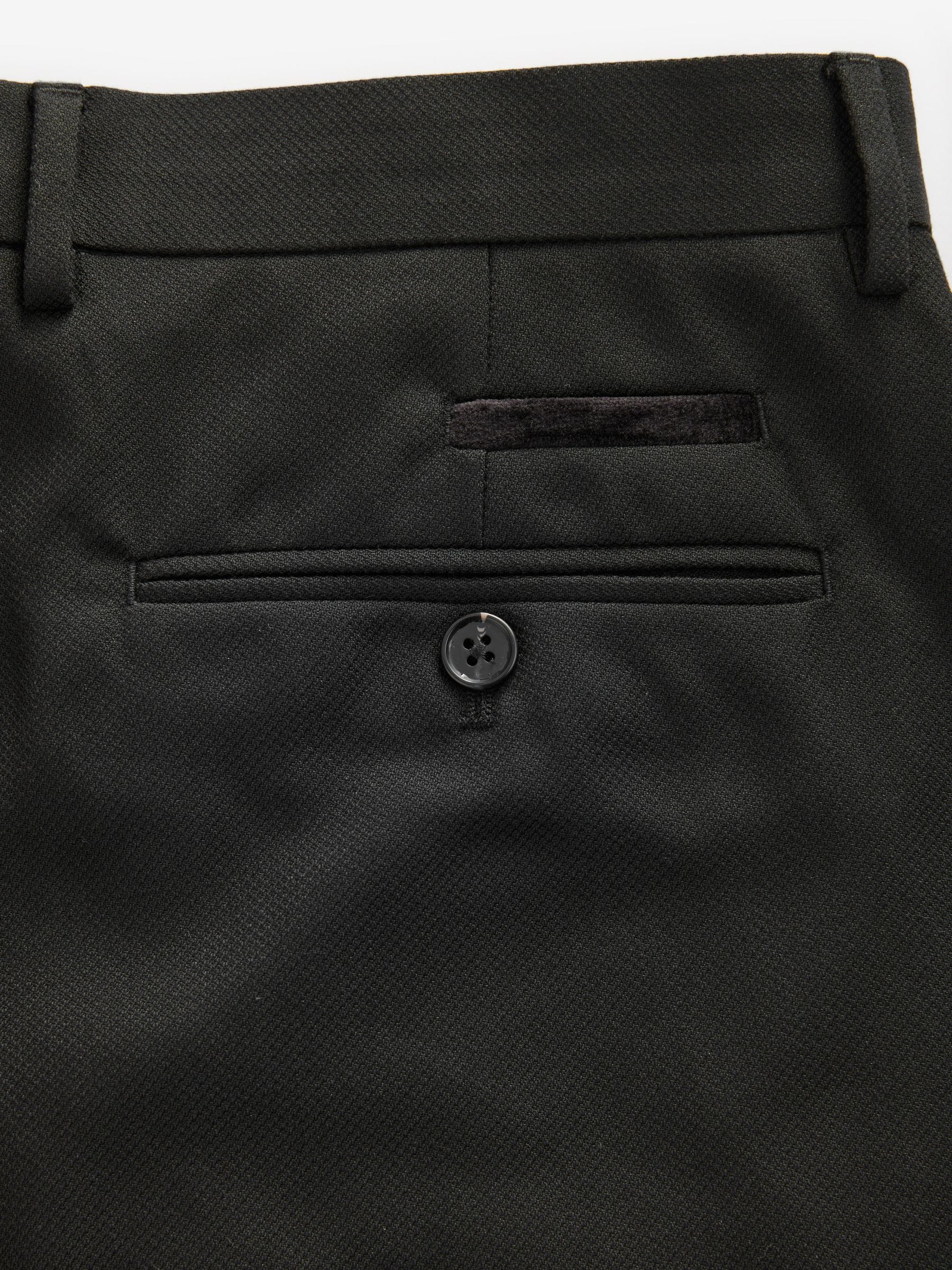 Zwart - Trimmed Textured Self Lapel Tuxedo Suit Trousers
