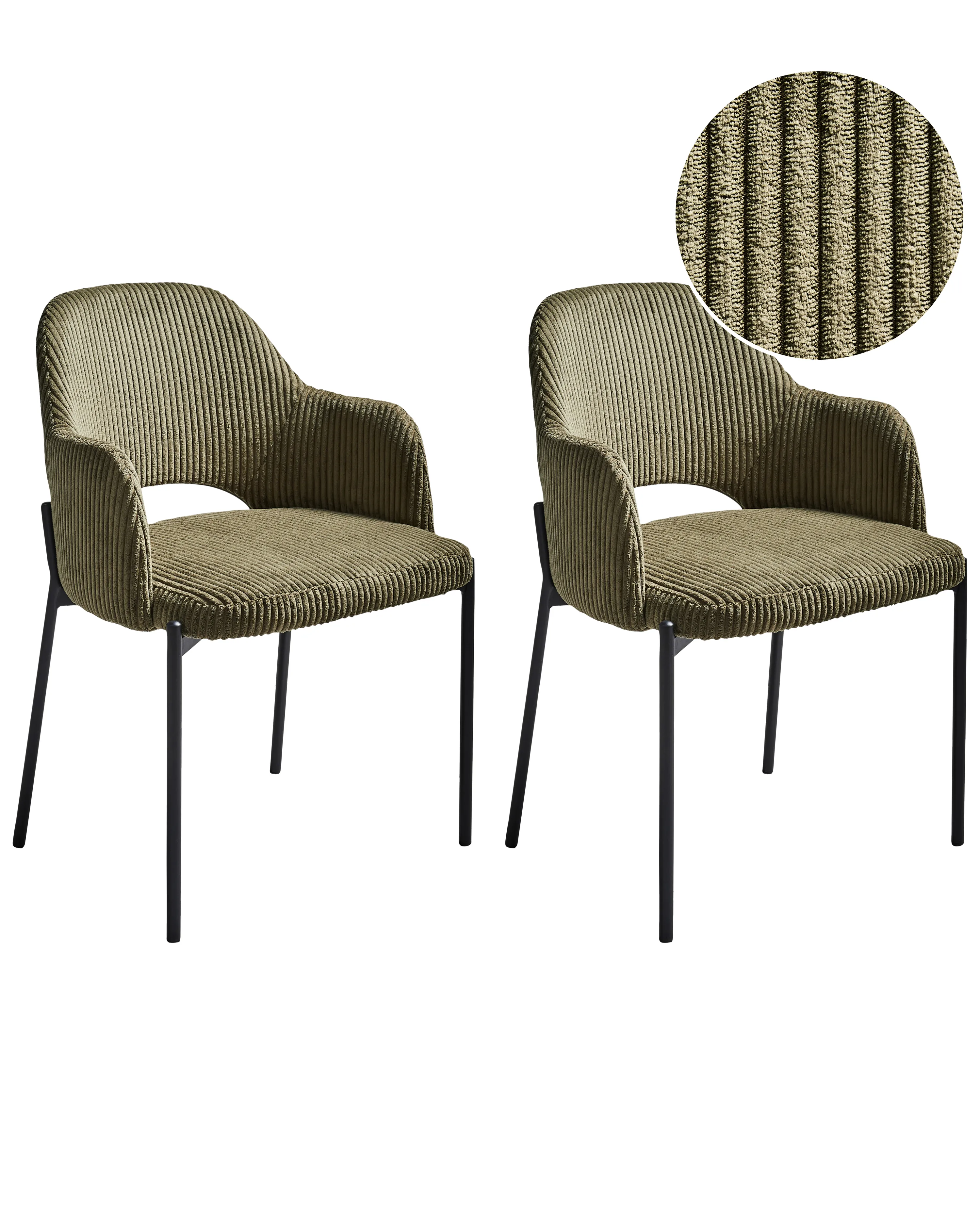Set van 2 eetkamerstoelen RATON Corduroy Olijfgroen