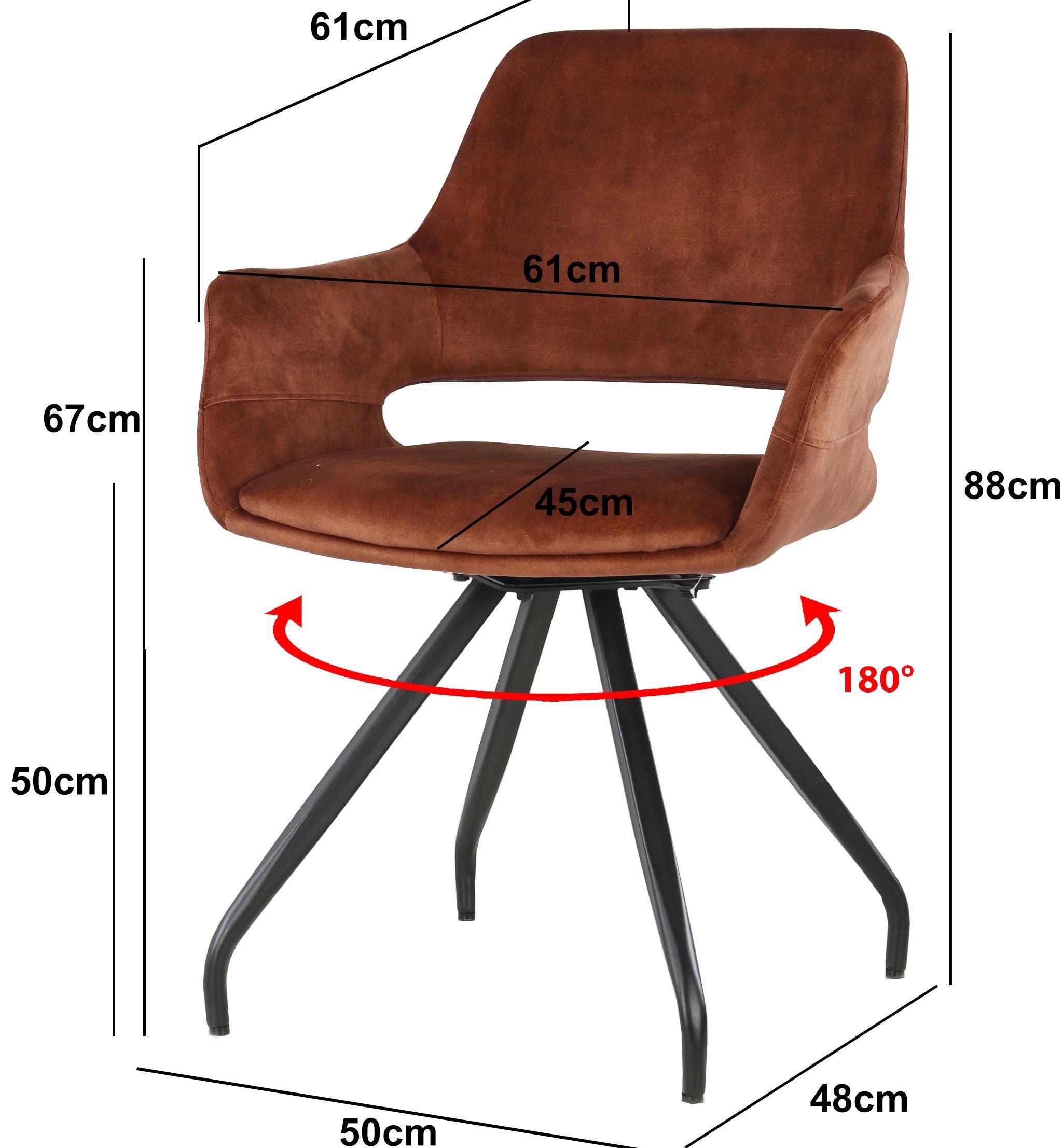 Eetkamerstoel Rust Velvet Capp B61 x D61 x H88 cm