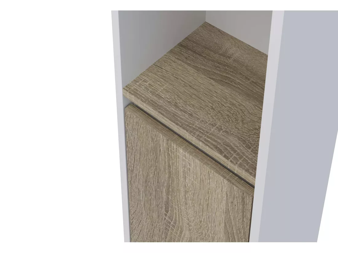 Colonne de salle de bain DORA 1 porte 140x30x25 cm chêne et blanc T-BATH