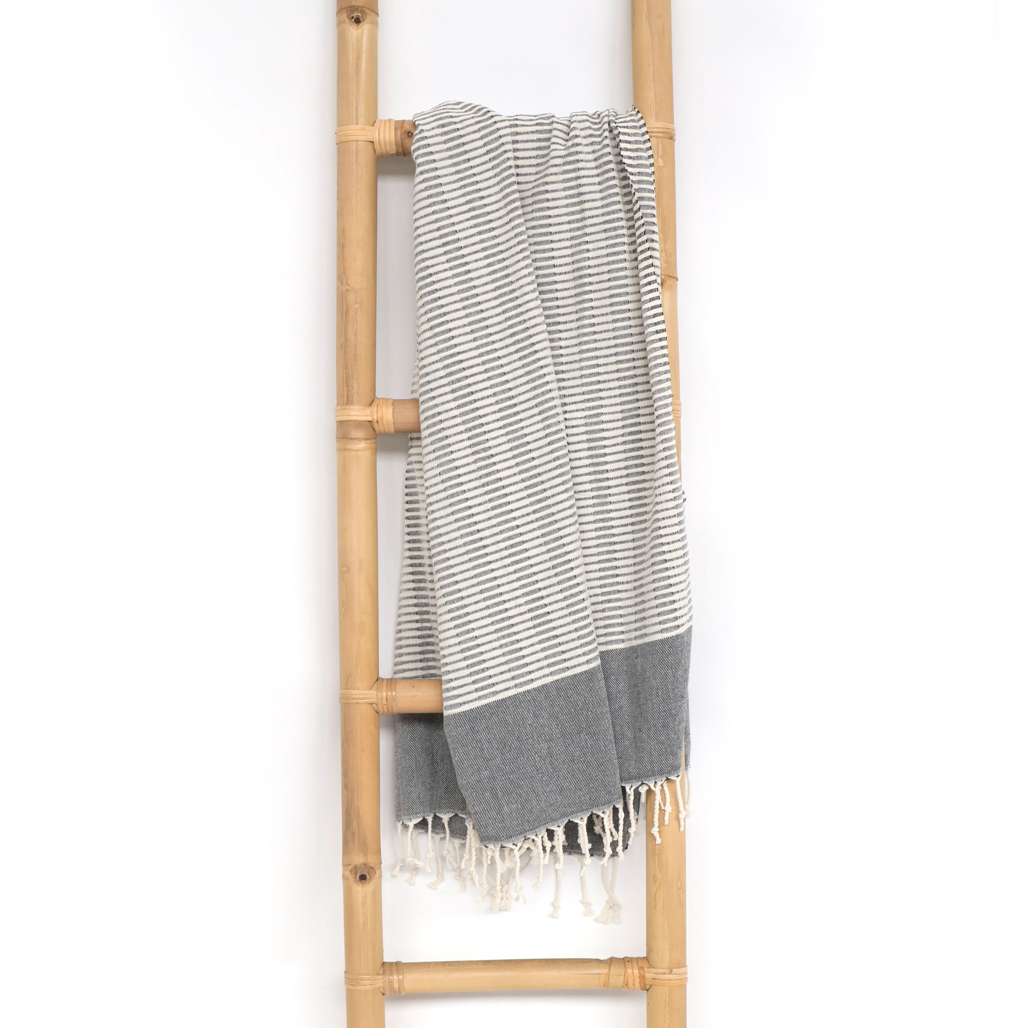Hamamtuch 'Yummy', grau-weiß, L 190 cm, B 90 cm von fischer's lagerhaus