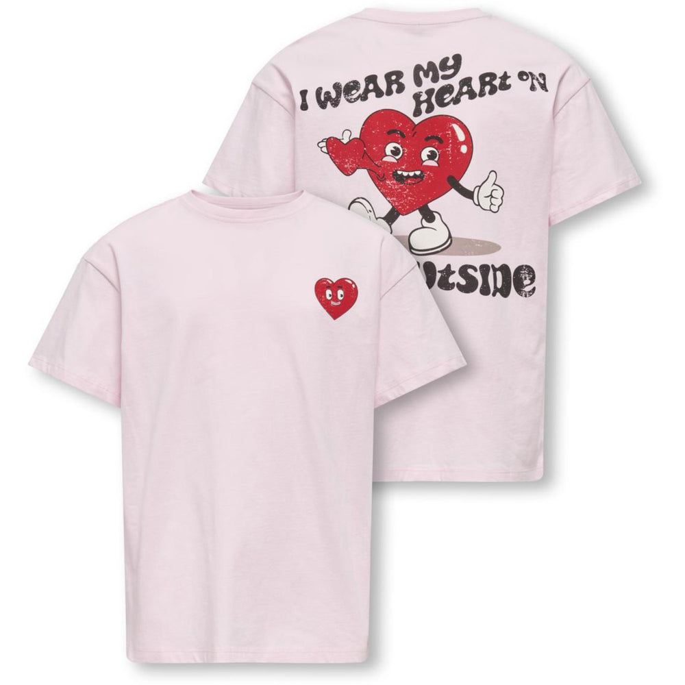Køb kids ONLY Barely Pink Heart Kogeros Life S/S Loose Print Top Jrs