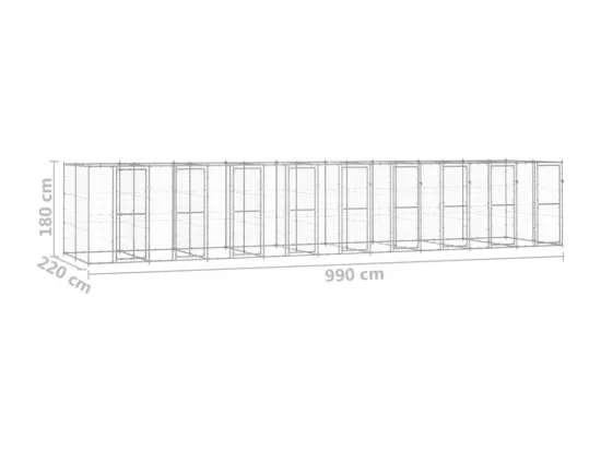 Chenil extérieur cage enclos 990 x 220 x 180 cm 02_0000412