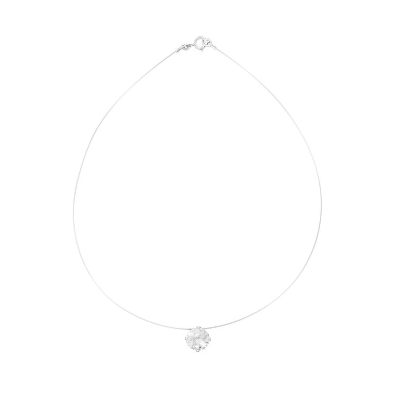 Collier transparent serti 4 griffes L