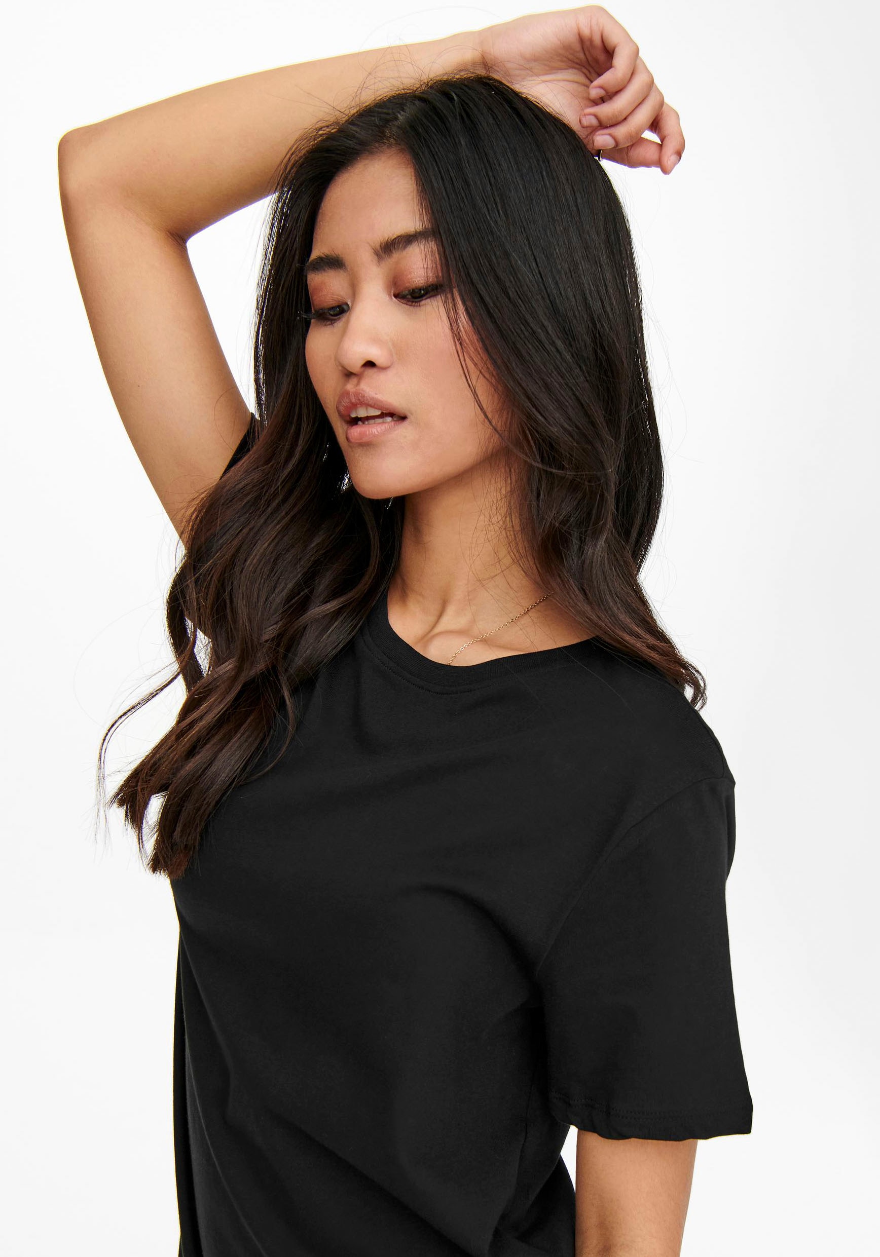 ONLY Shirtkleid »ONLMAY – Shirtkleid mit elastischem Material für Alltag« regular fit, casual, Jersey, Baumwolle, Rundhals