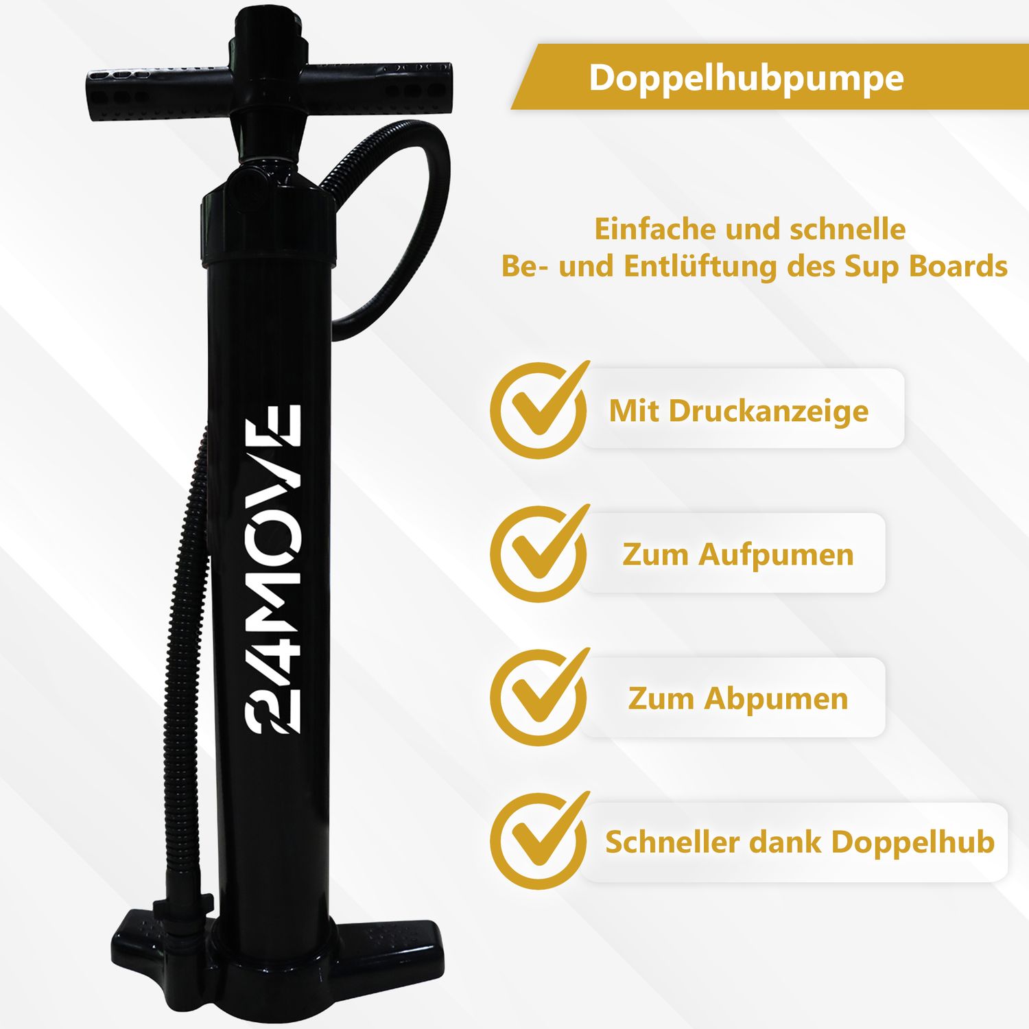 24MOVE® Standup Paddle Board SUP, inkl. umfangreichem Zubehör, Paddel und Hochdruckpumpe, SPECIAL FORCE, 320x80x15cm