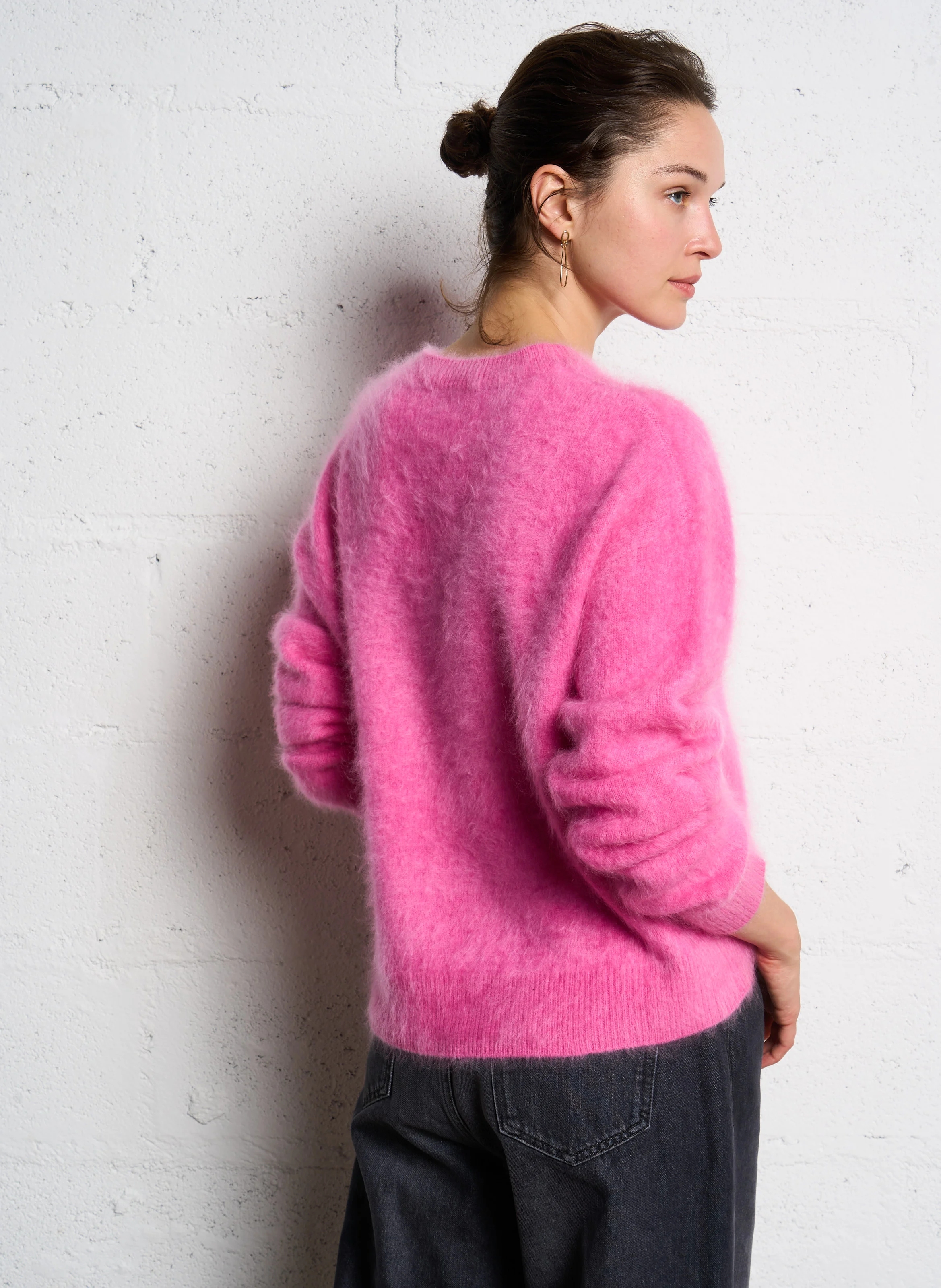 LOTY - Pull droit col rond en cachemire | Rose