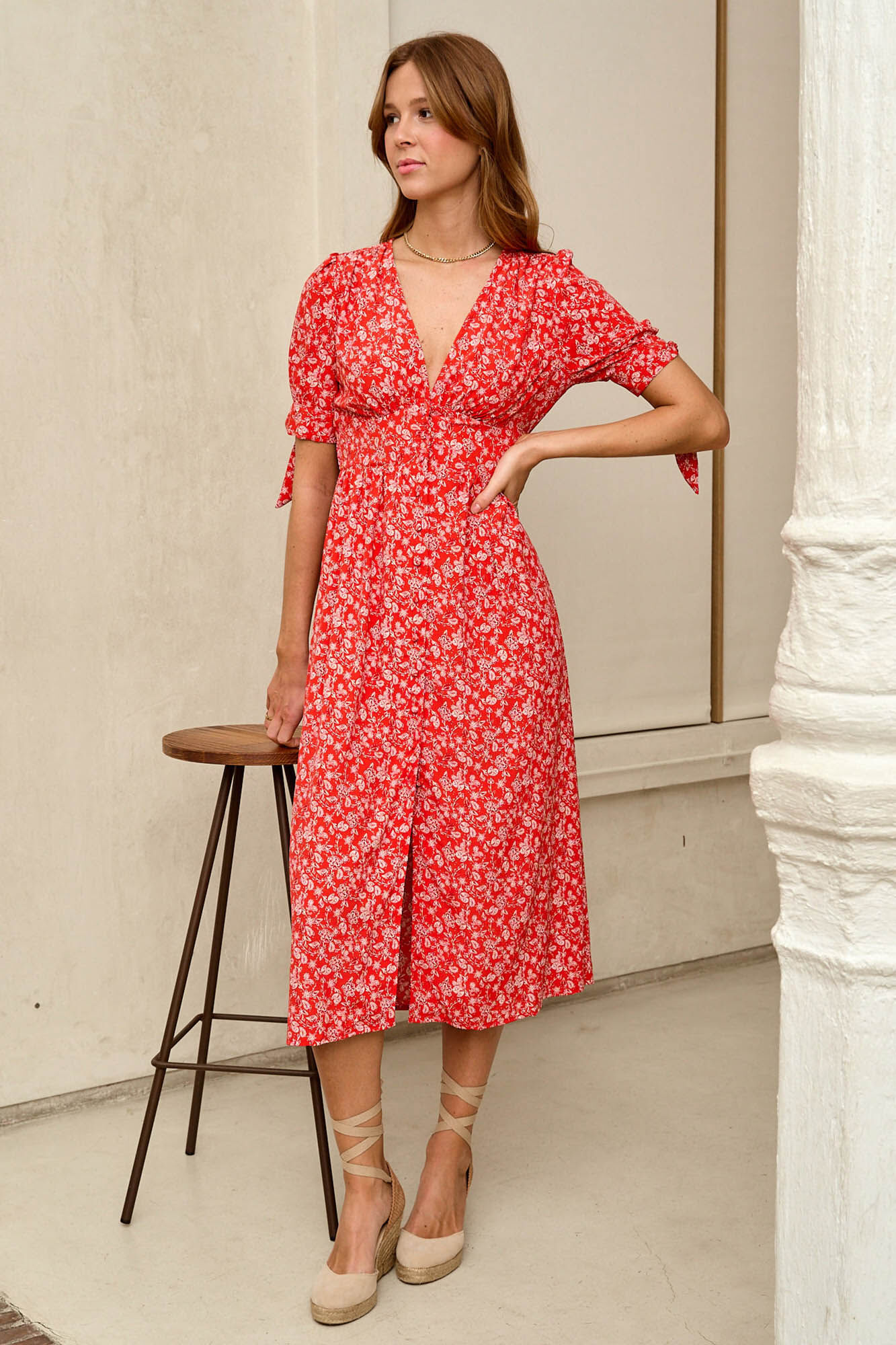 Vestido Evie com estampa floral - Vermelho