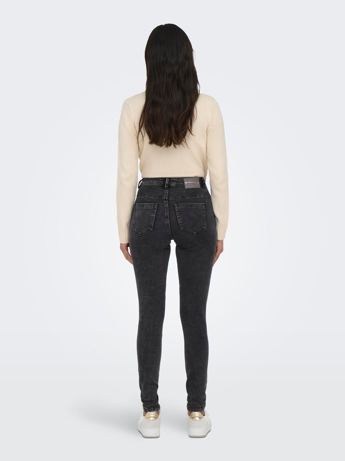 ONLFOREVER Hohe Taille Skinny Fit Jeans Washed Black