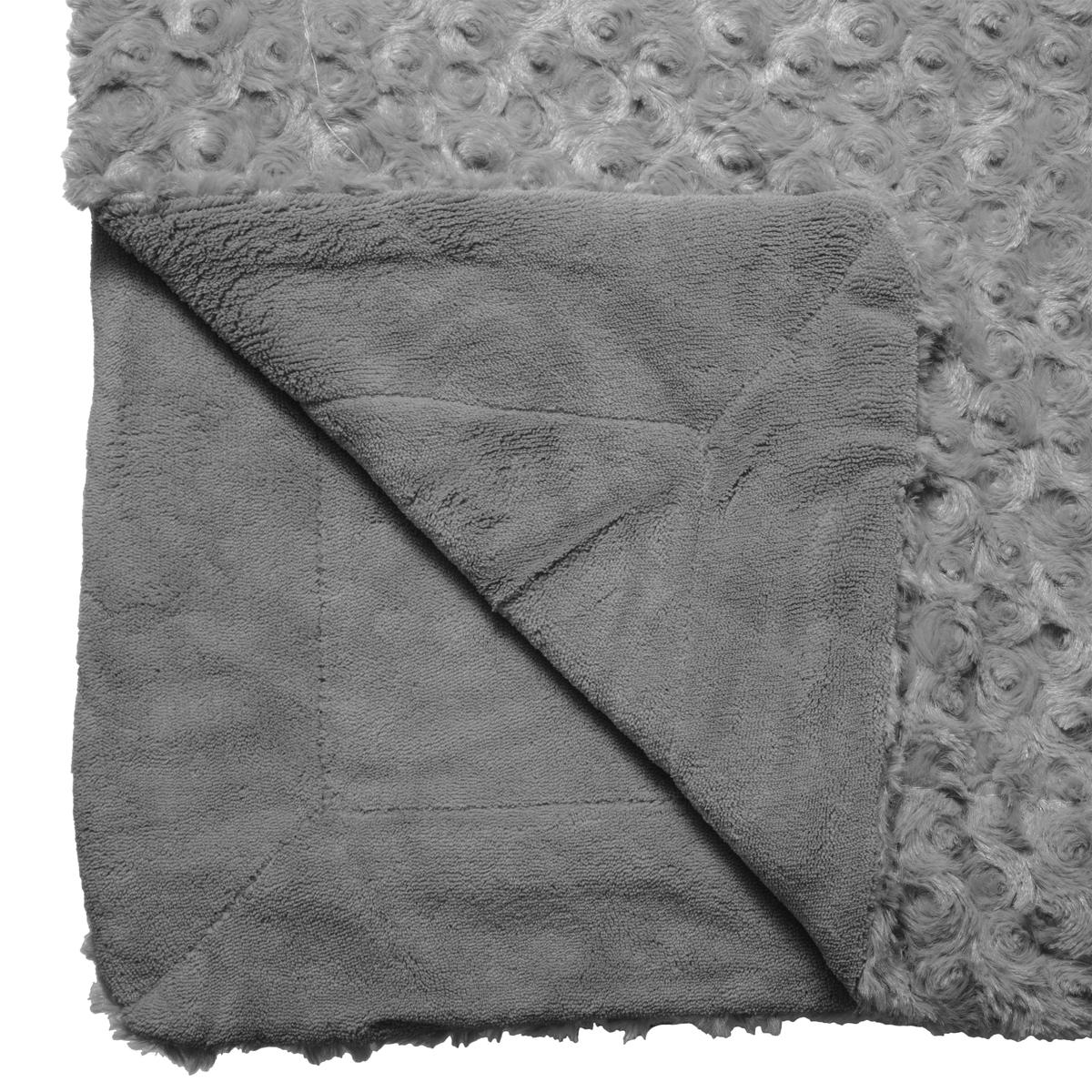 PLAID FOURRURE BOUCLEE ARDOISE 180X230CM