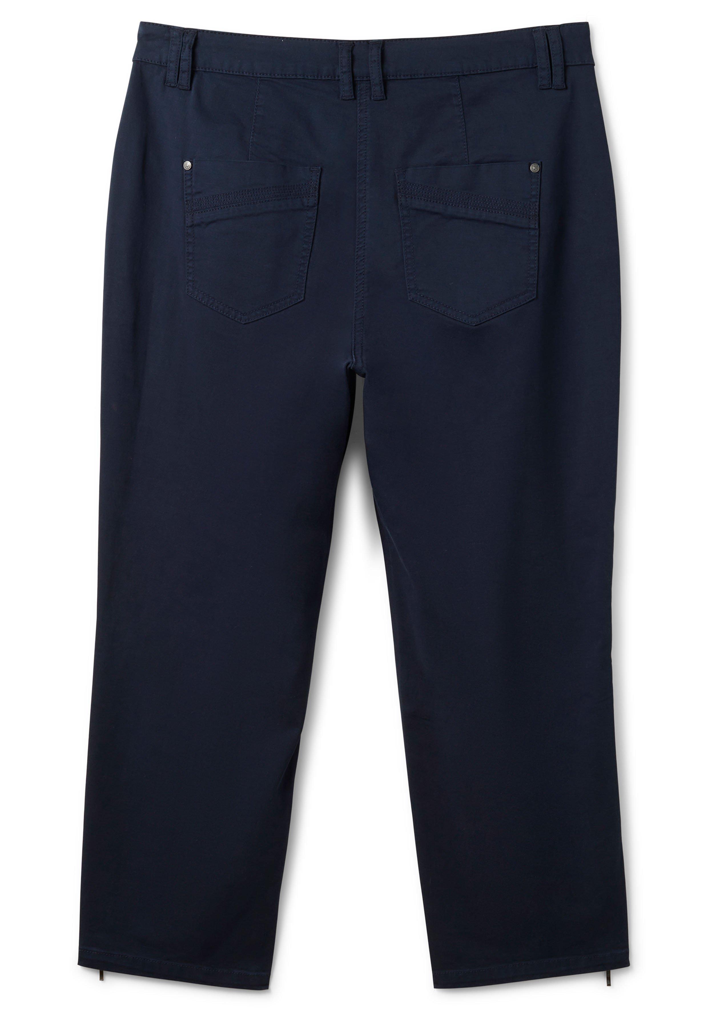 Schmale Twill-Hose in 7/8-Länge, mit Zipper-Details