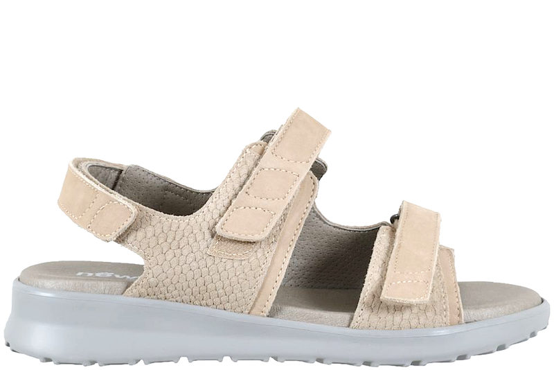 NEW FEET SANDAL I SANDFARVET PRÆGET KALVESKIND