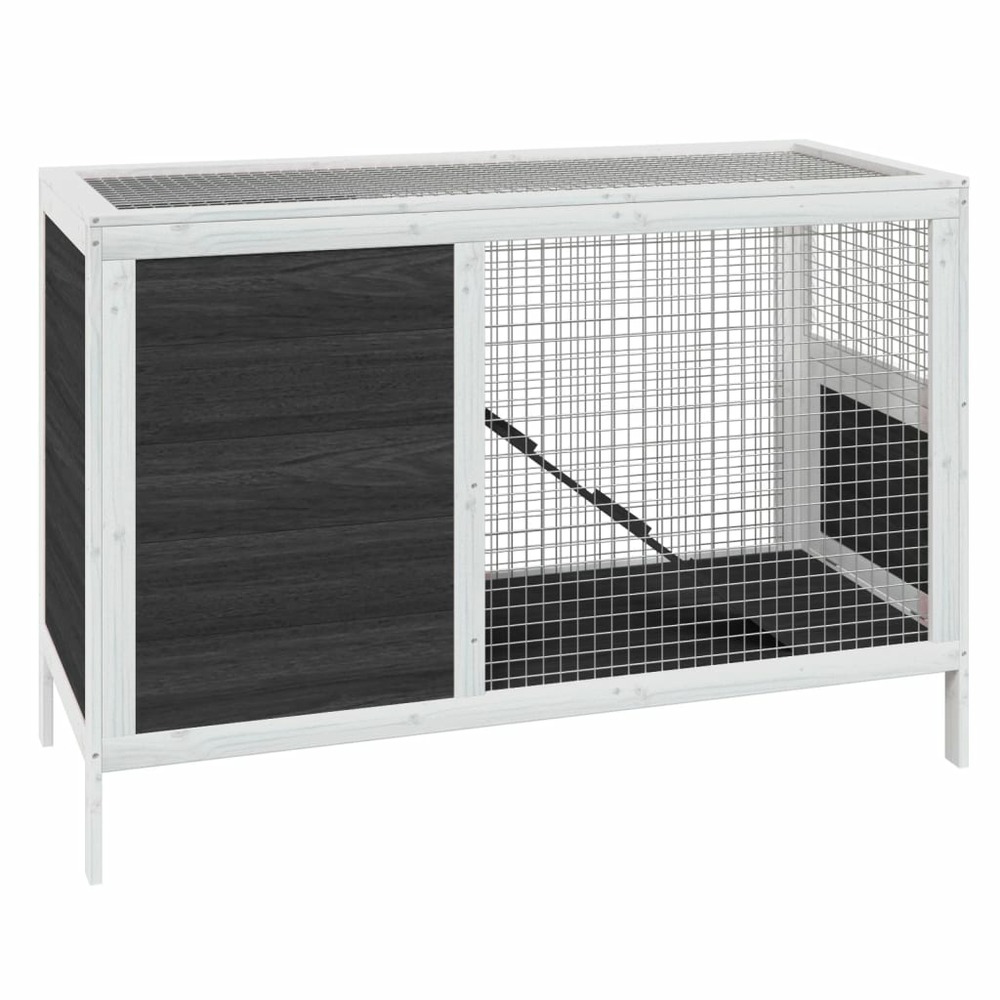 Clapier gris 103x44x69,5 cm bois de pin massif
