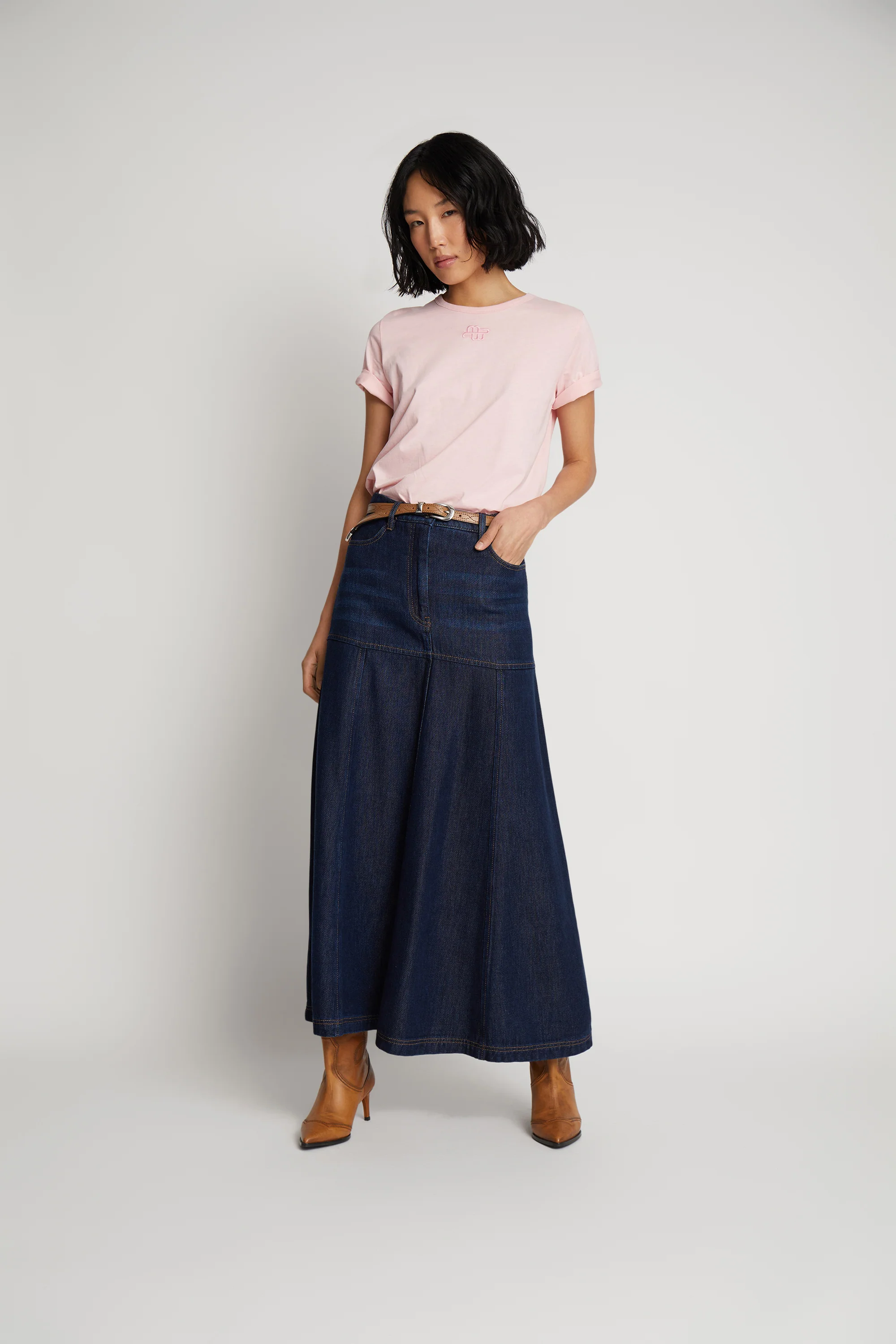 MUNTHE  Tuxya lang denim nederdel - Indigo