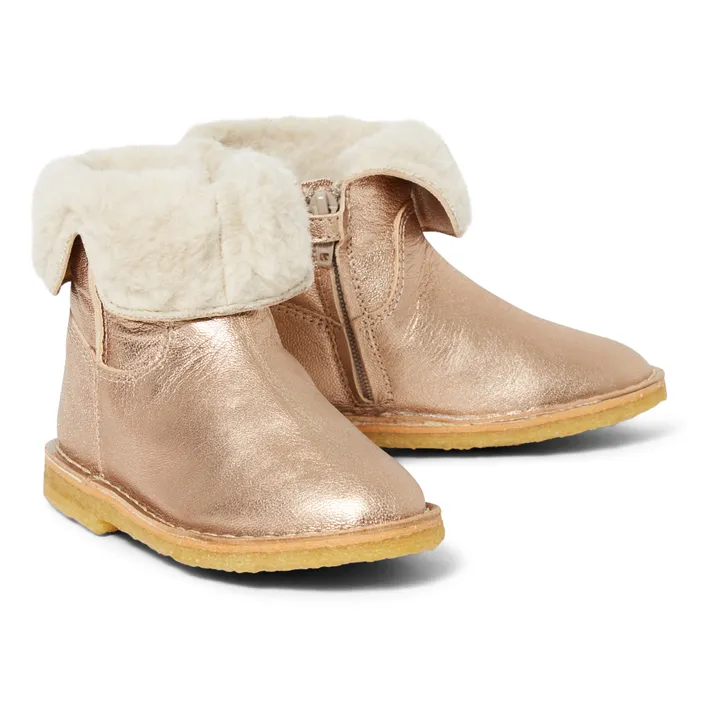 Emile et Ida Boots Cuir Fourrées Chowchow | Doré