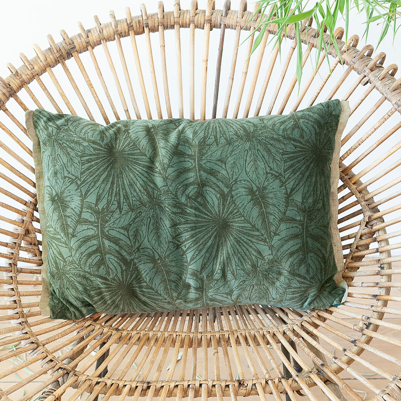 En Fil d'Indienne Housse de coussin Goa céladon - 35x50 cm