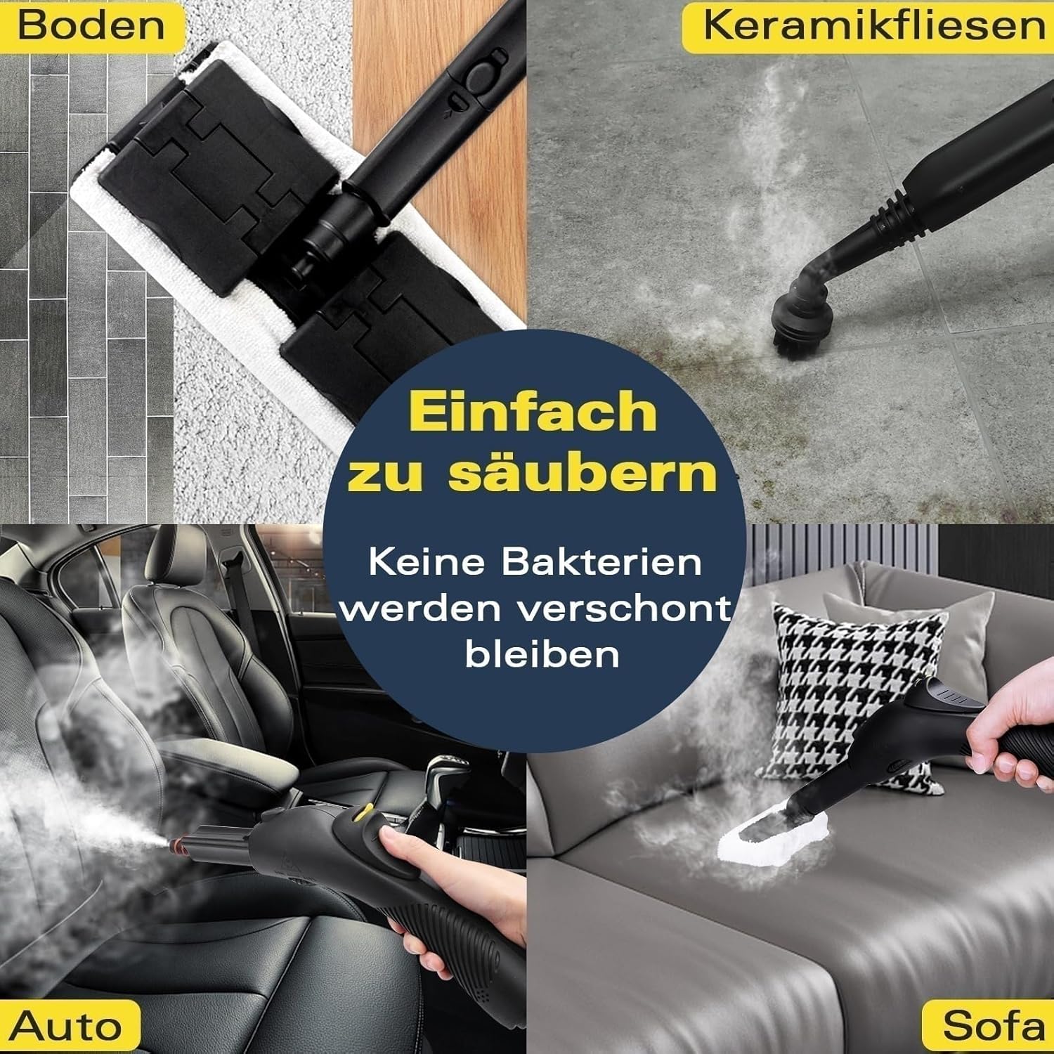 Dampfreiniger, komplett mit 21 Zubehörteilen, 248 °F Hochtemperatur, 1,1 l Wassertank, geeignet für die Reinigung von Backöfen, Teppichen, Sofas, Polstern, Spielzeug und glatten Böden.